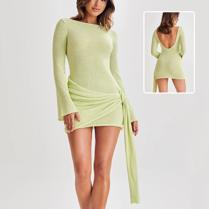 Y2K Fashion Slim Long-Sleeved Backless Dress for Women