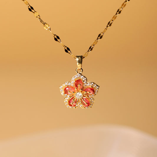 Bauhinia Flower, Zircon Flower, Niche, Light Luxury New Design, Pendant, Temperament, Stainless Steel Necklace touchydesign