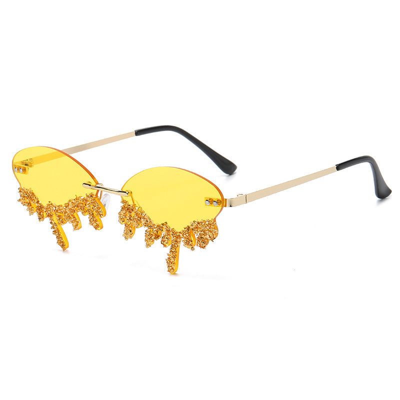 Cross-border New Arrival Frame Tears Diamond Studded By Hand Sunglasses touchydesign