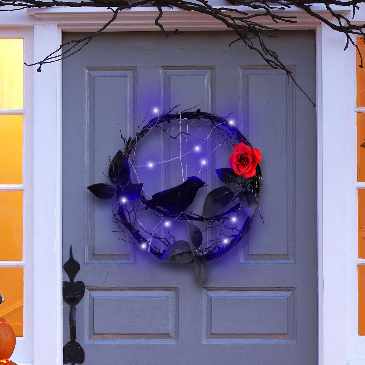 Glowing dead wood and black crow garland decorations for Halloween