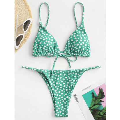 Summer Flowers Print Bikini Sexy Beach Swimming Suit Fashion Push Up Swimsuit Womens Clothing