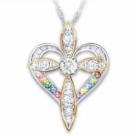 Fashion Love Heart Shaped Cross Pendant touchydesign