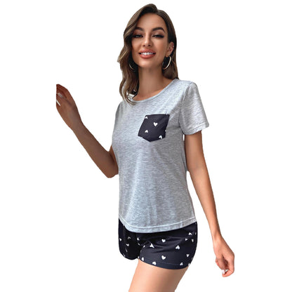 New Pajamas Women's Short Sleeve Heart Shape Printed touchydesign