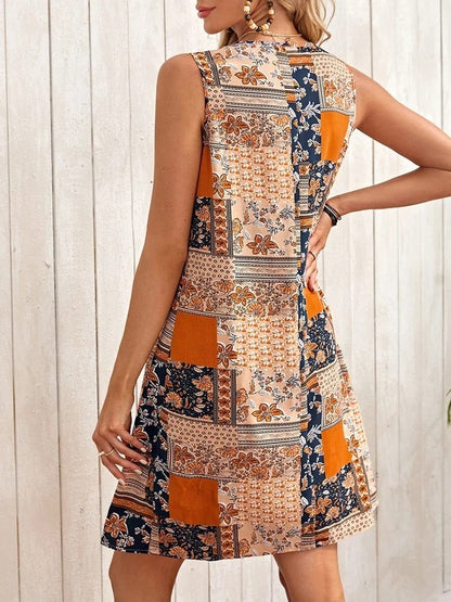 European And American Sleeveless Printed Dress touchydesign