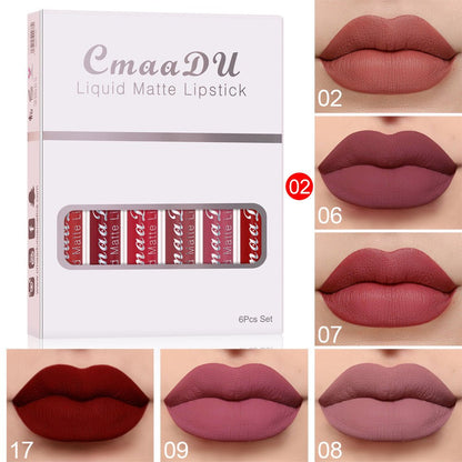 6 Boxes Of Matte Non - stick Cup Waterproof Lipstick Long Lasting Lip Gloss - touchydesign