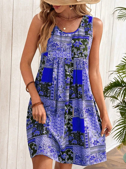 European And American Sleeveless Printed Dress touchydesign