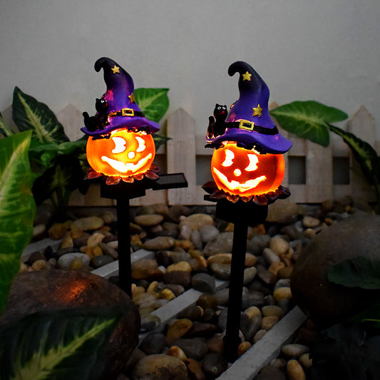 Solar-powered Halloween pumpkin lamp for outdoor decor – creative atmosphere lighting for yards and gardens in the US, perfect for spooky seasonal decoration.