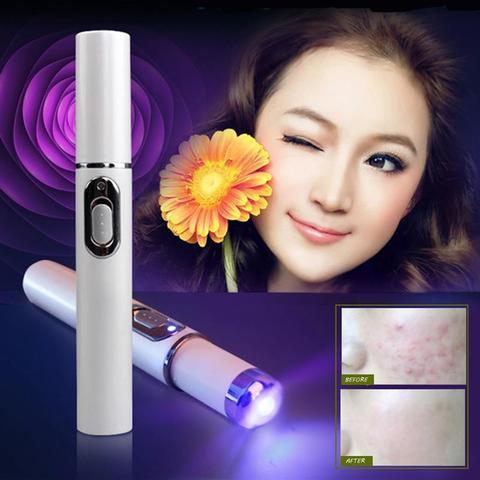 Blue light therapy acne laser pen for scar and wrinkle removal. Skin care device uses LED technology for clear, smooth skin treatment.