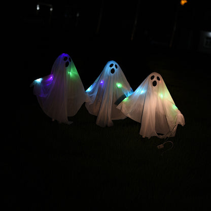 "Halloween Skull Ghost Ornament – Horror Glowing Ghost Stake for Outdoor, Home, Bar, and Haunted House Decoration."