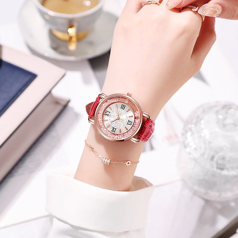 Quicksand Beads Watch Female Belt Quartz Watch touchydesign