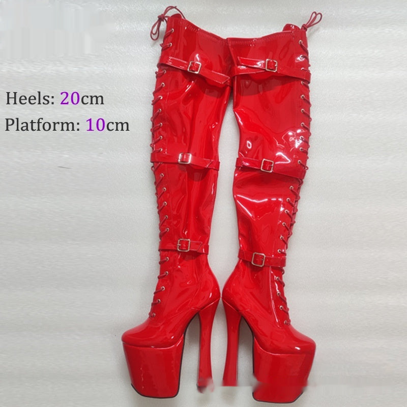 20CM ultra high heel platform over-the-knee boots in a bold and stylish design for women, perfect for adding height and making a fashion statement.