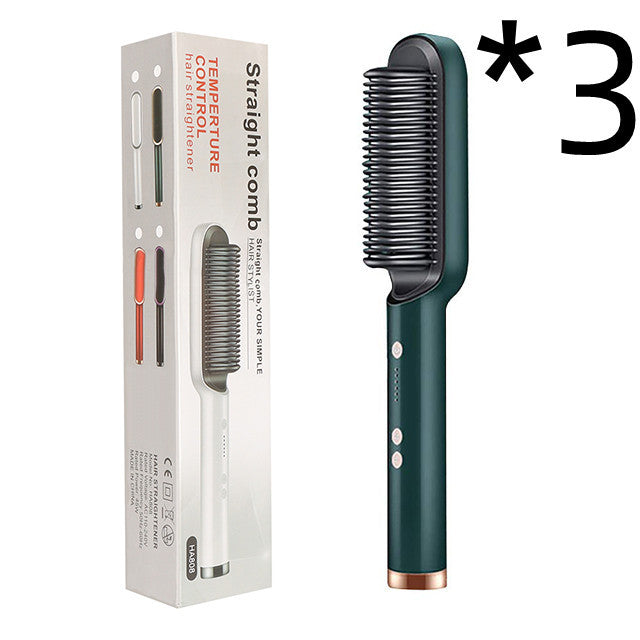 2-in-1 hair straightener and curling comb with negative ion technology. Dual-purpose electric hair brush for smooth, shiny hair and versatile styling."