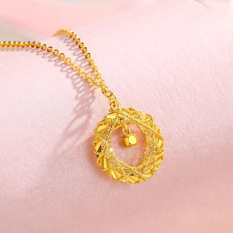 Fashion gold circle net design necklace for women