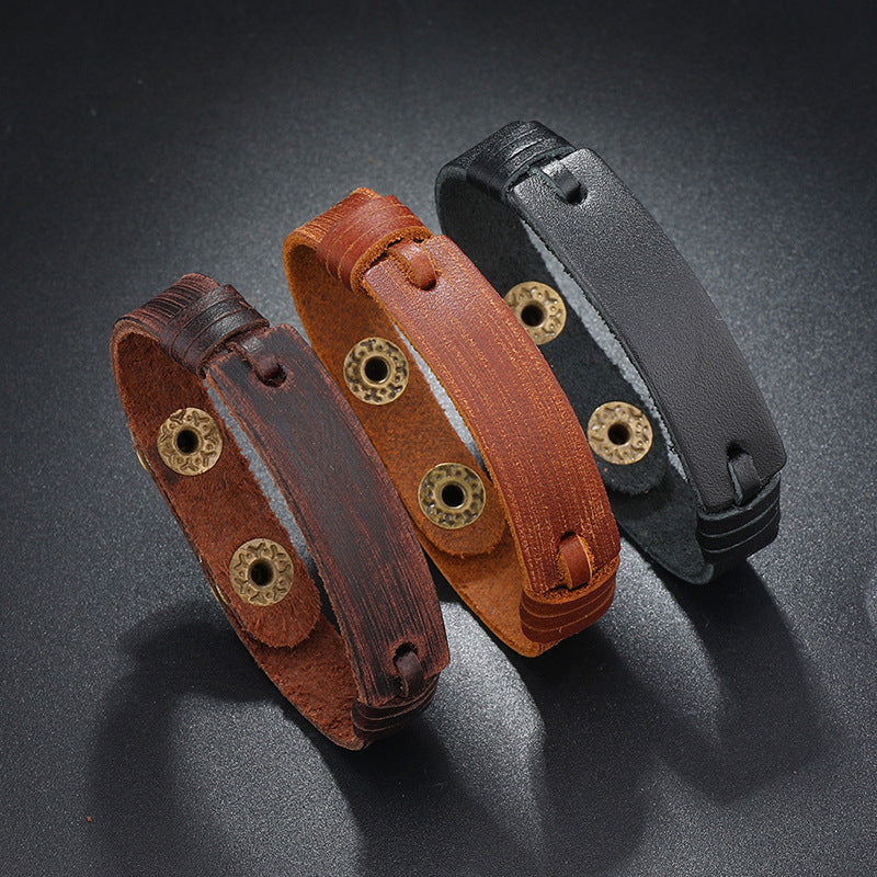 Leather Bracelet Creative Light Board Multi-layer Cowhide Bracelet Adjustable touchydesign