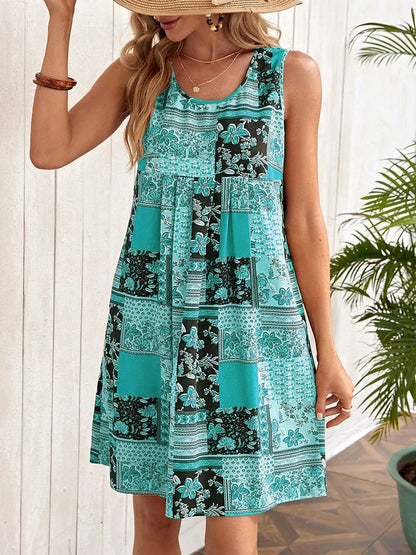 European And American Sleeveless Printed Dress touchydesign