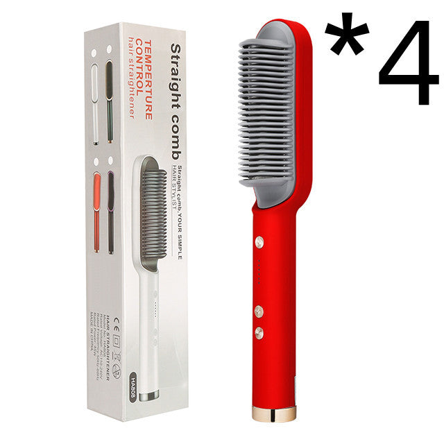 2-in-1 hair straightener and curling comb with negative ion technology. Dual-purpose electric hair brush for smooth, shiny hair and versatile styling."