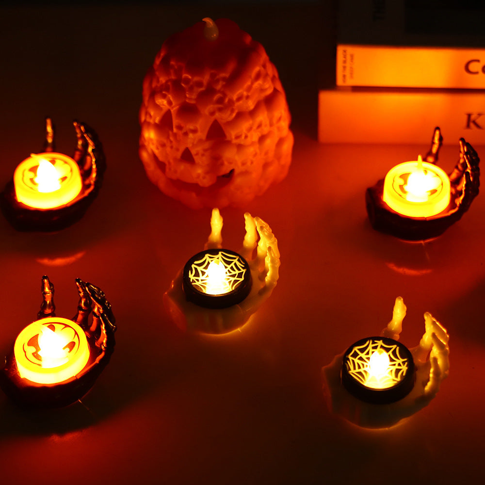 Halloween LED palm candle light – small luminous night lamp for spooky decor, perfect for Halloween-themed decoration in the US.