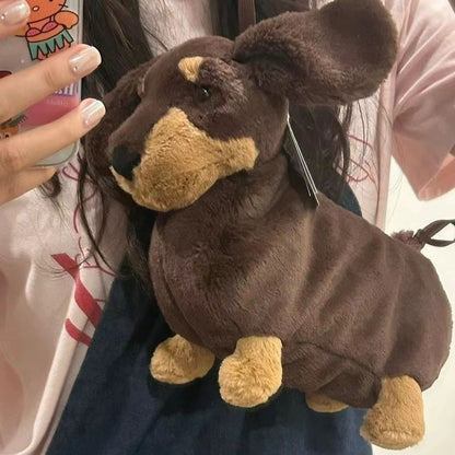 Cute Plush Sausage Dog Crossbody Bag for Women