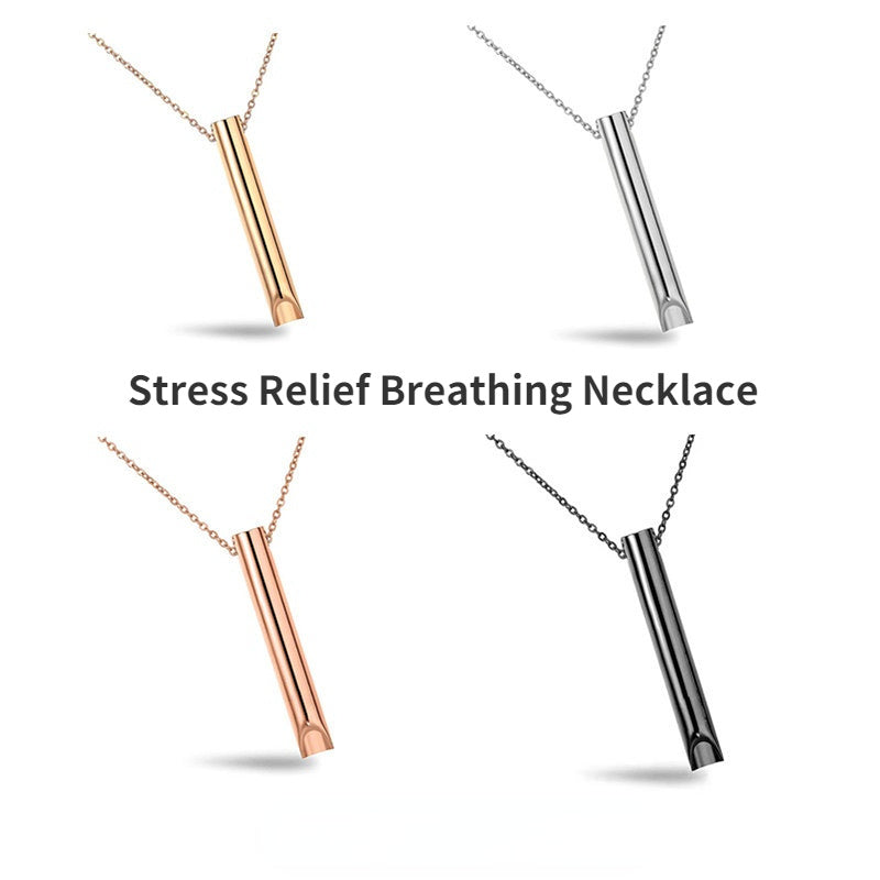 Stress relief breathing necklace, stainless steel adjustable decompression jewelry"