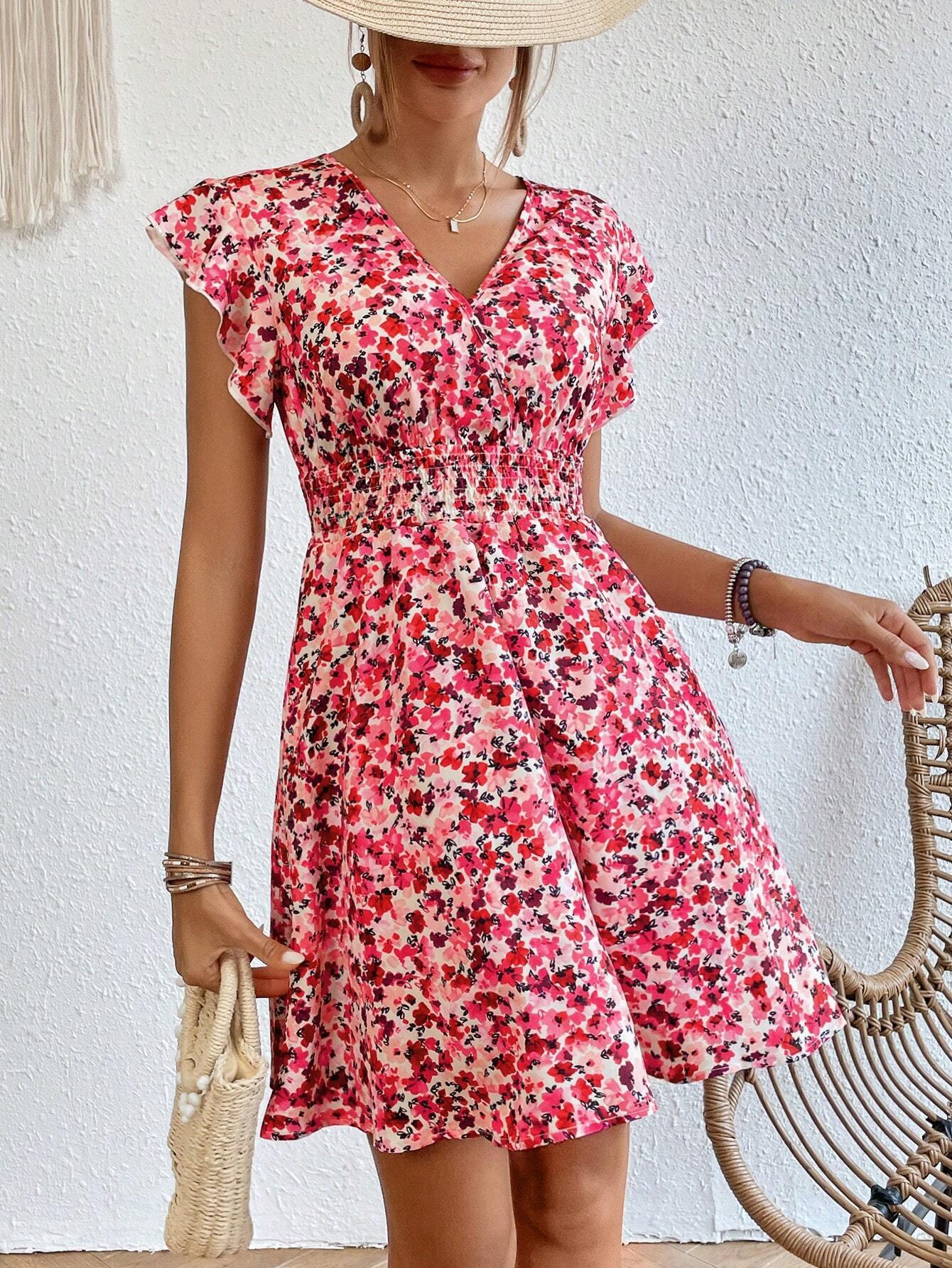 Women's Printed Flounced Dress touchydesign