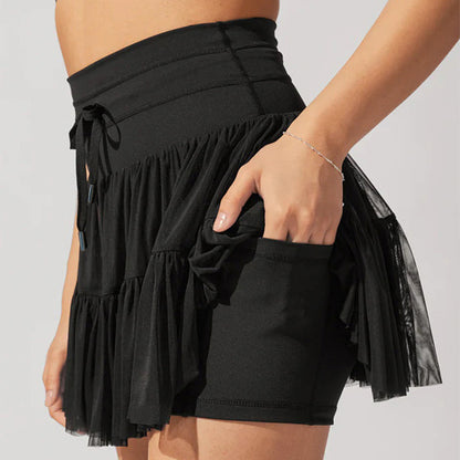 High Waist Dress Lace-up Sports Skirt With Anti-exposure Safety Pants Summer Fashion Pleated Skirt Womens Clothing touchydesign