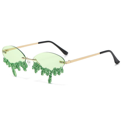 Cross-border New Arrival Frame Tears Diamond Studded By Hand Sunglasses touchydesign