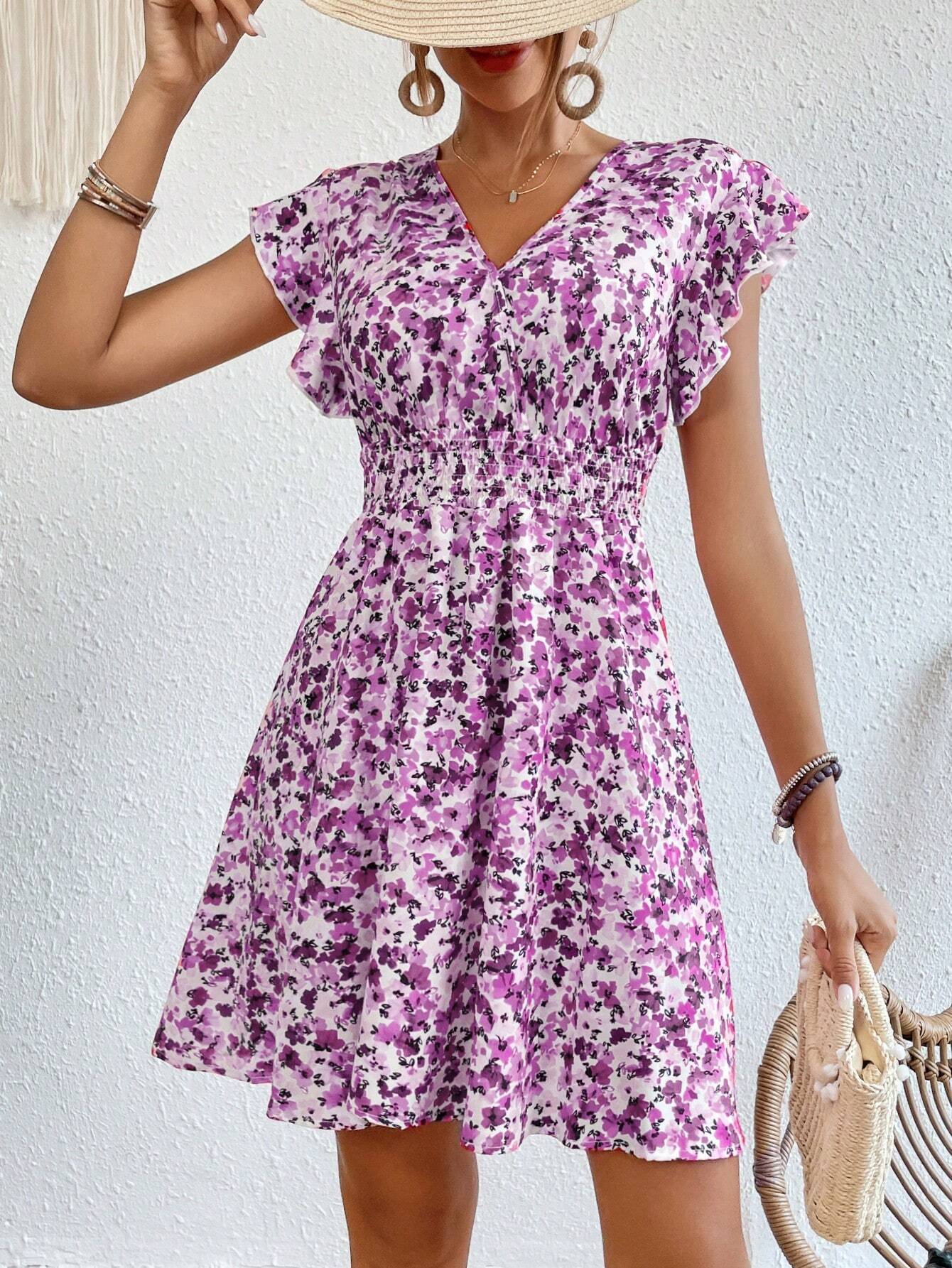 Women's Printed Flounced Dress touchydesign