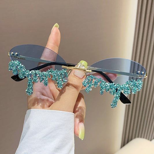 Cross-border New Arrival Frame Tears Diamond Studded By Hand Sunglasses touchydesign