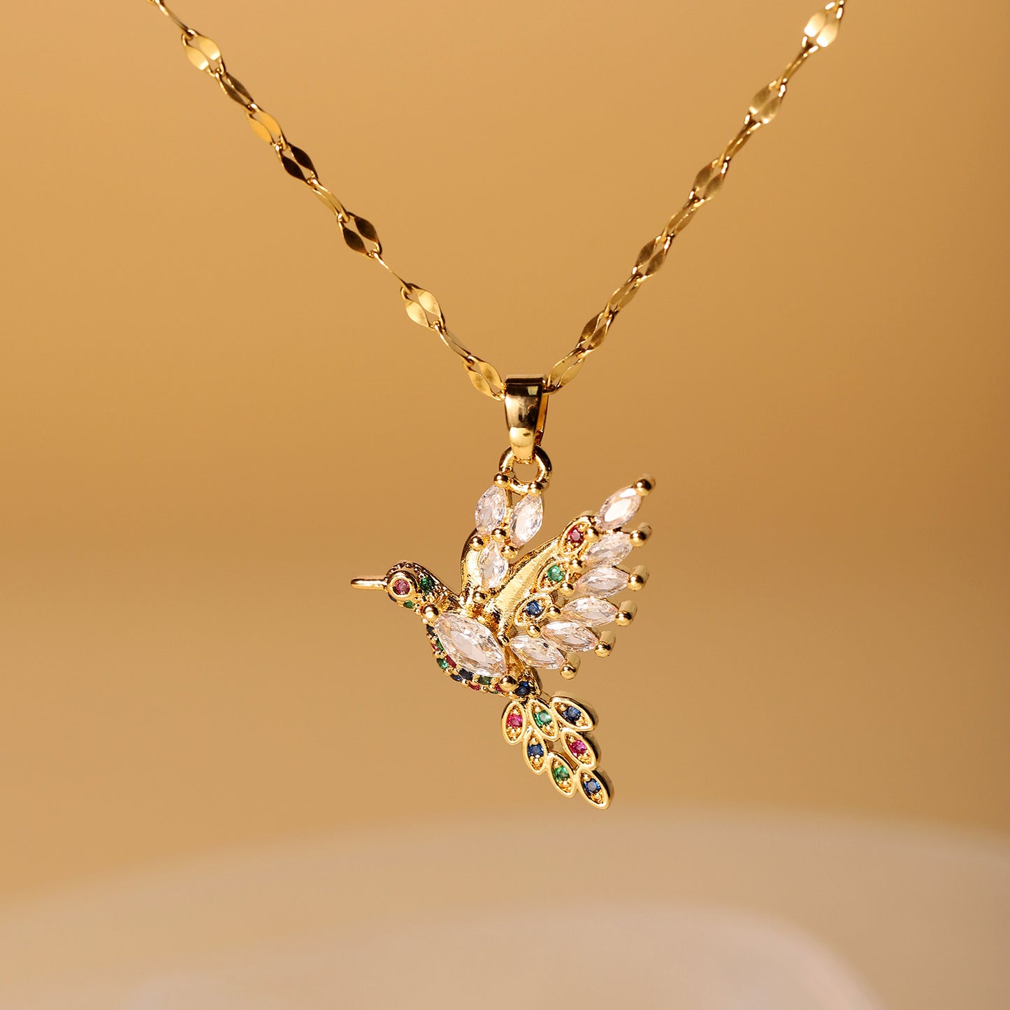 Colored Zircon Bird Design Necklace, Fashionable And Versatile, High Grade Necklace touchydesign