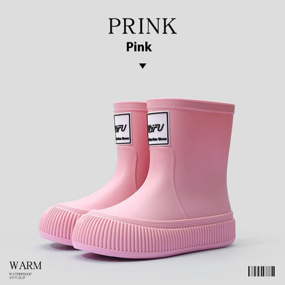 Trendy Mid-calf Length Comfortable Waterproof Lightweight Non-slip Soft Wear-resistant Platform Rain Boots