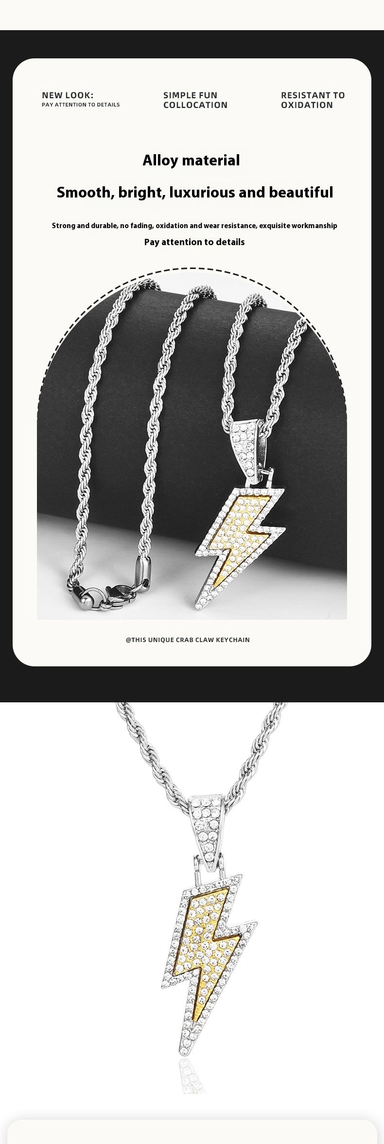 Hip Hop Accessories Double Layer Lightning Necklace touchydesign