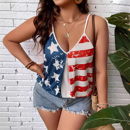 American Independence Day Flag Digital Printing Off-shoulder Vest