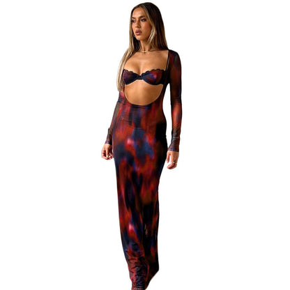 Chic printed tube top with matching long sleeve skirt suit for women - stylish and trendy fashion outfit available at Touchy Design