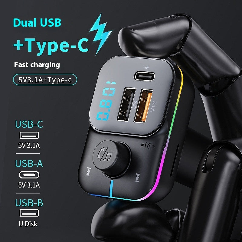 Car Bluetooth MP3 Player Charger - Wireless FM Transmitter with USB Charging Ports