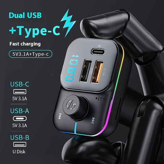 Car Bluetooth MP3 Player Charger - Wireless FM Transmitter with USB Charging Ports