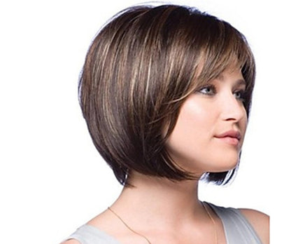 Short straight hair brown fashion wig touchydesign