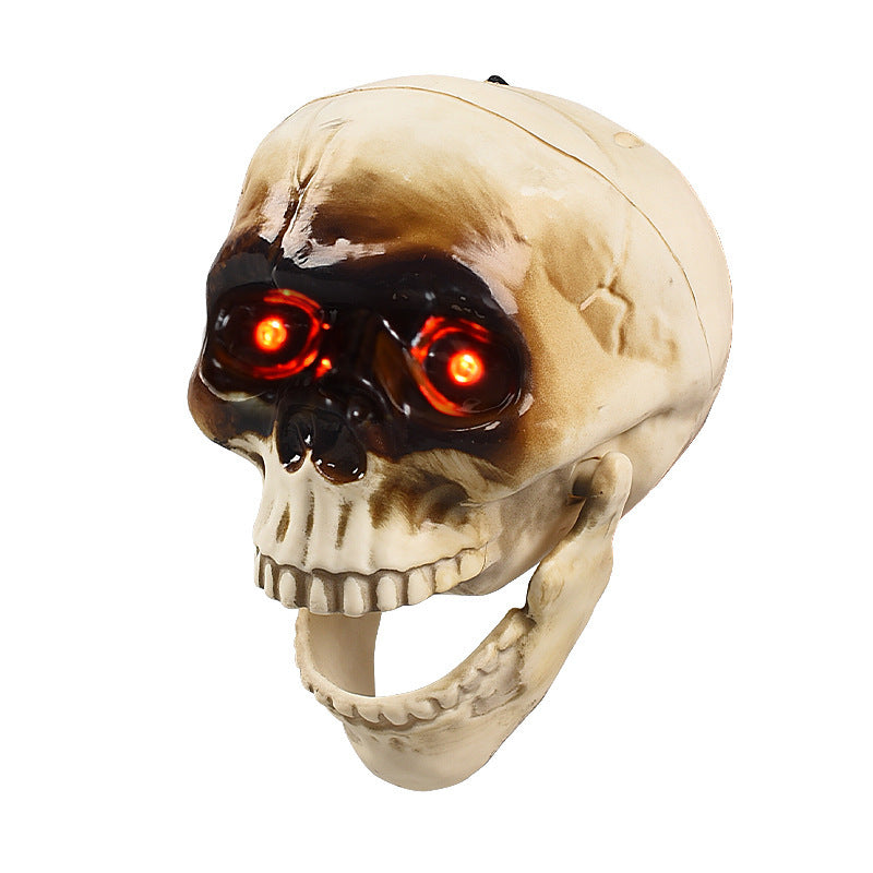 Animated floating skeleton decorations with realistic skull heads and scary sound for Halloween