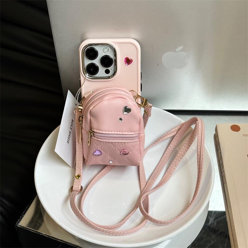 Cute light luxury crossbody wallet phone case for Apple iPhone with removable shoulder strap – stylish and functional tech accessory.