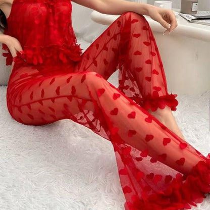 Women's Pajamas Lace See-through Uniform Suit touchydesign