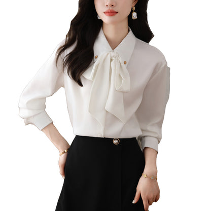 Bow Chiffon Shirt Women's Long Sleeve