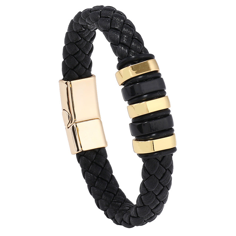 Multi-layer Leather Woven Bracelet Wrist Ring touchydesign