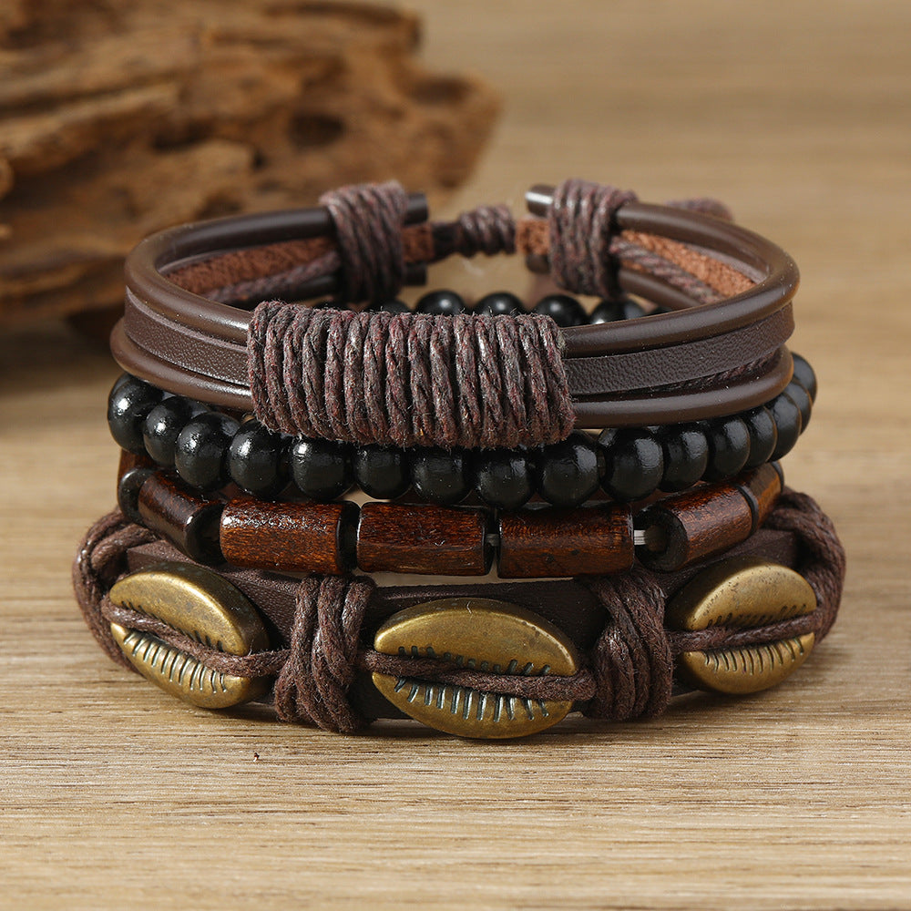 Retro Artistic Alloy Shell Multi-layer Bracelet Four-piece Set touchydesign