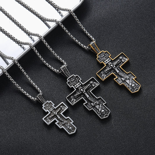 Vintage Cross Titanium Steel Necklace Fashion touchydesign