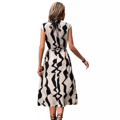 Summer Irregular Pattern Print Vest Women's Midi Dress