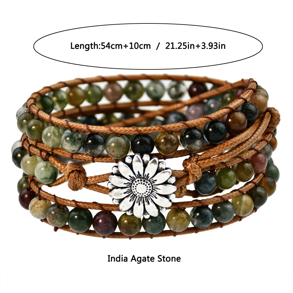 Natural Stone Hand Weaving Bracelet Women's Bohemian Style touchydesign