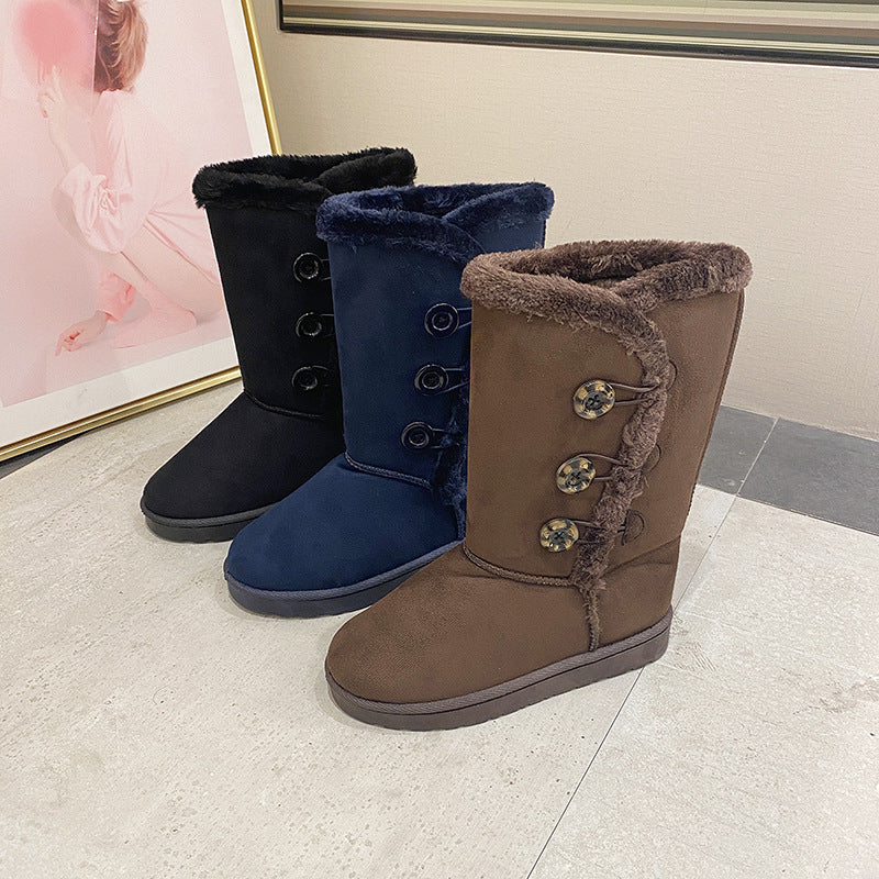 High cotton-padded thickened warm snow boots for women, designed to provide cozy and durable winter footwear for cold weather.