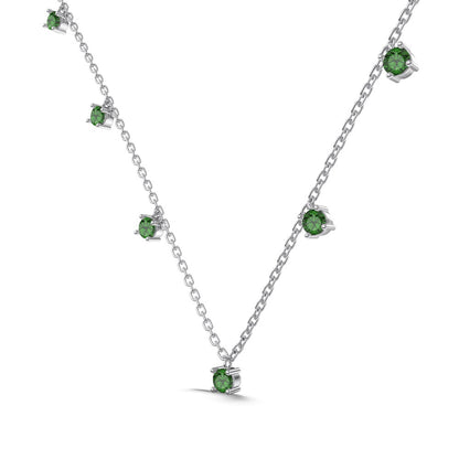 Silver S925 Green Round Zirconium Fringed Zircon Small Pendant Necklace Fashion Multi-Pendant touchydesign