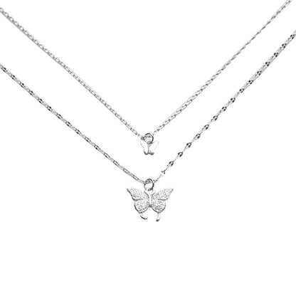 Double Layer Twin Butterfly Necklace Simple touchydesign