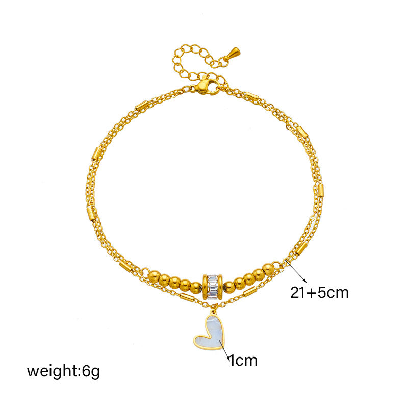 Multi-layer Twin Love Pendant Parts Chain Anklet touchydesign