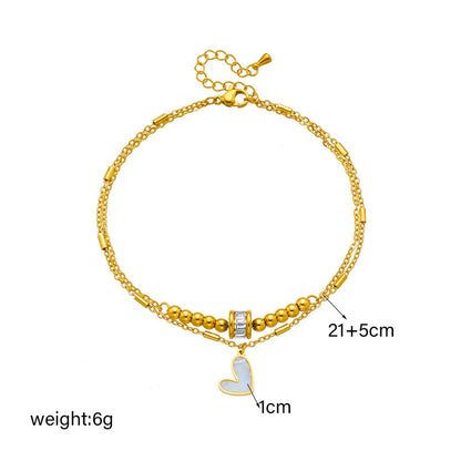 Multi-layer Twin Love Pendant Parts Chain Anklet touchydesign